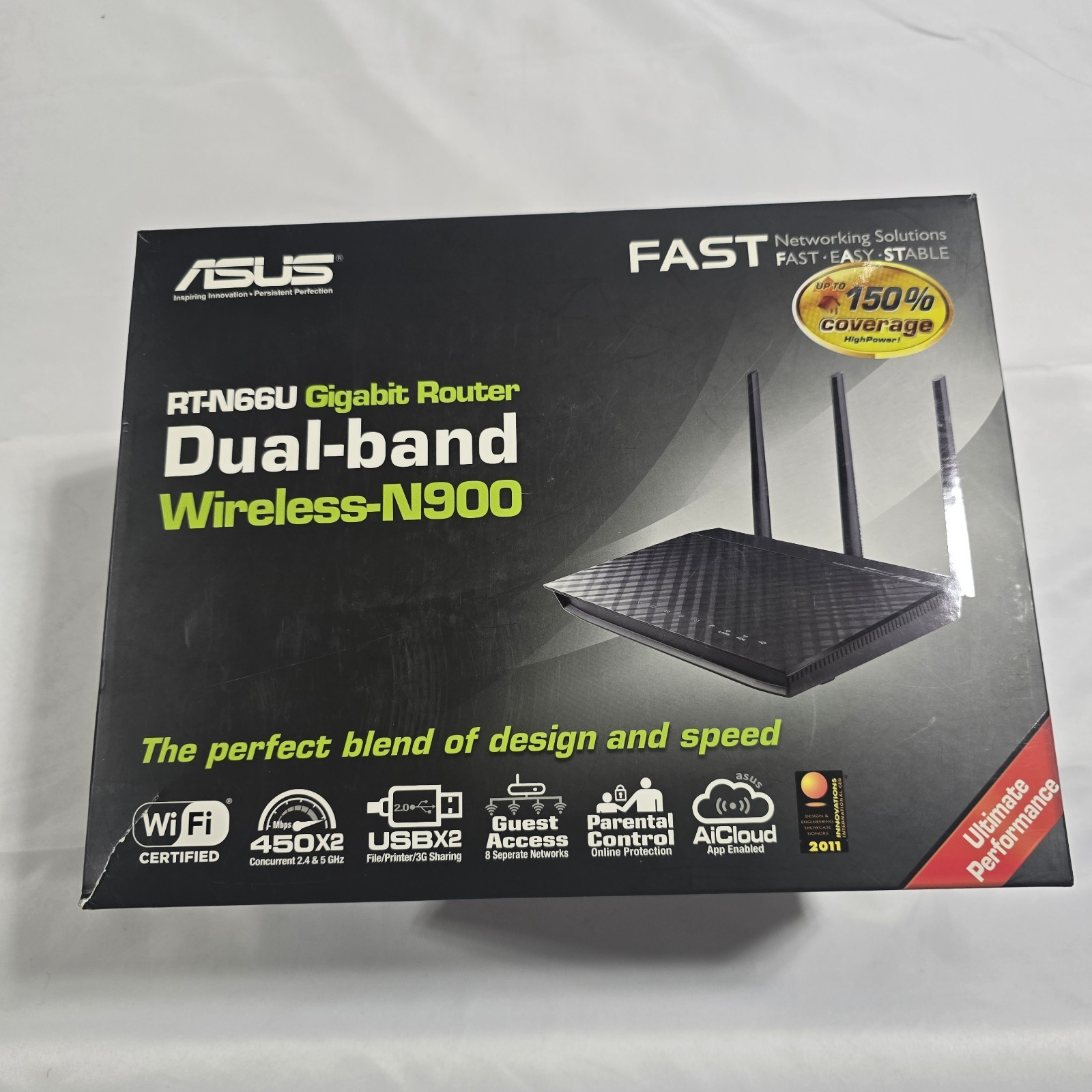 Asus RT-N66U Gigabit Dual-band Wireless-N900 ROUTER 450 Mbps 4-Port New Sealed