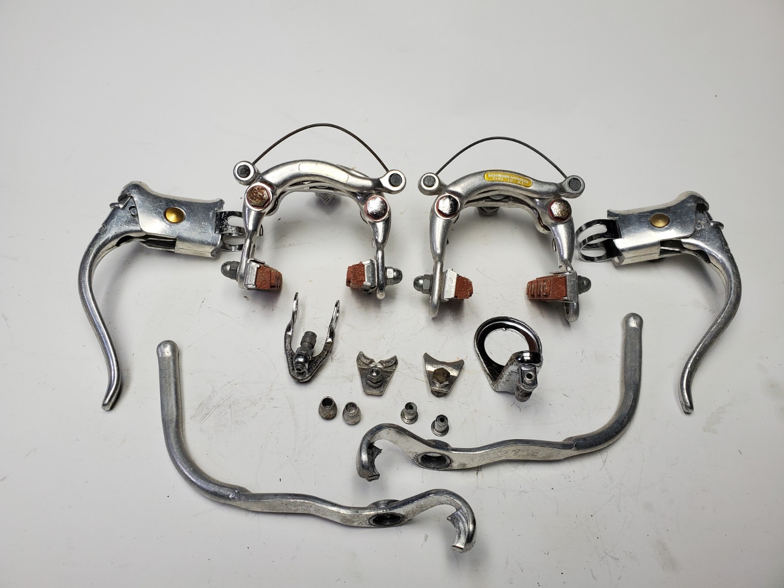 Vtg 70's Schwinn Approved Center Pull Brake Calipers Quick Release Safety Levers