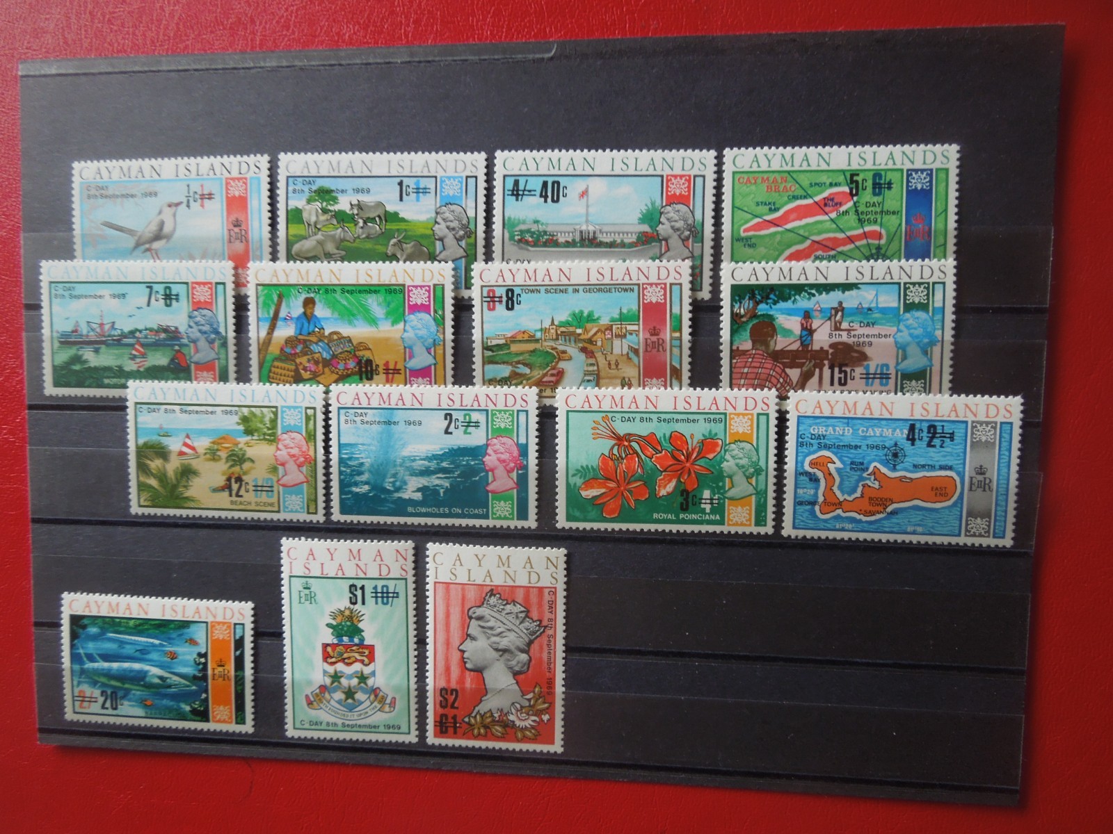 G6600    CARIBBEAN  ISLAND  CAYMAN ISLANDS 1969  Sc 227-41   OVERPRINT SET  MNH