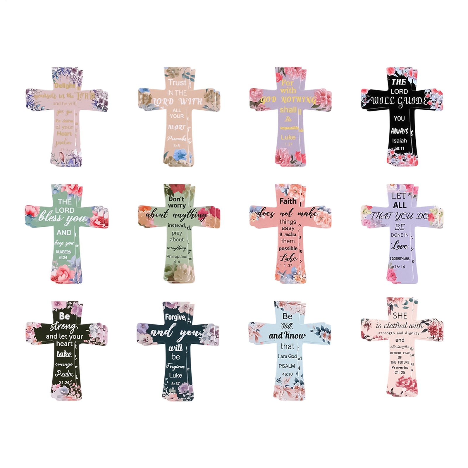 Magnetic Cross Bookmarks Christian 12 Pieces Floral Religious Cross