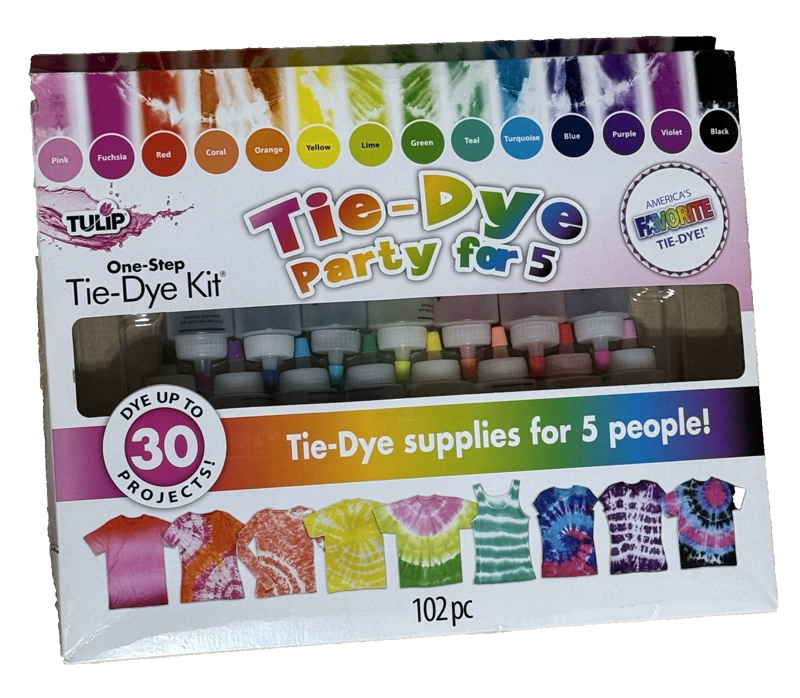 Tulip Tie Dye Party Kit 15 Rainbow Color Bottles Group Activity Festival Gear