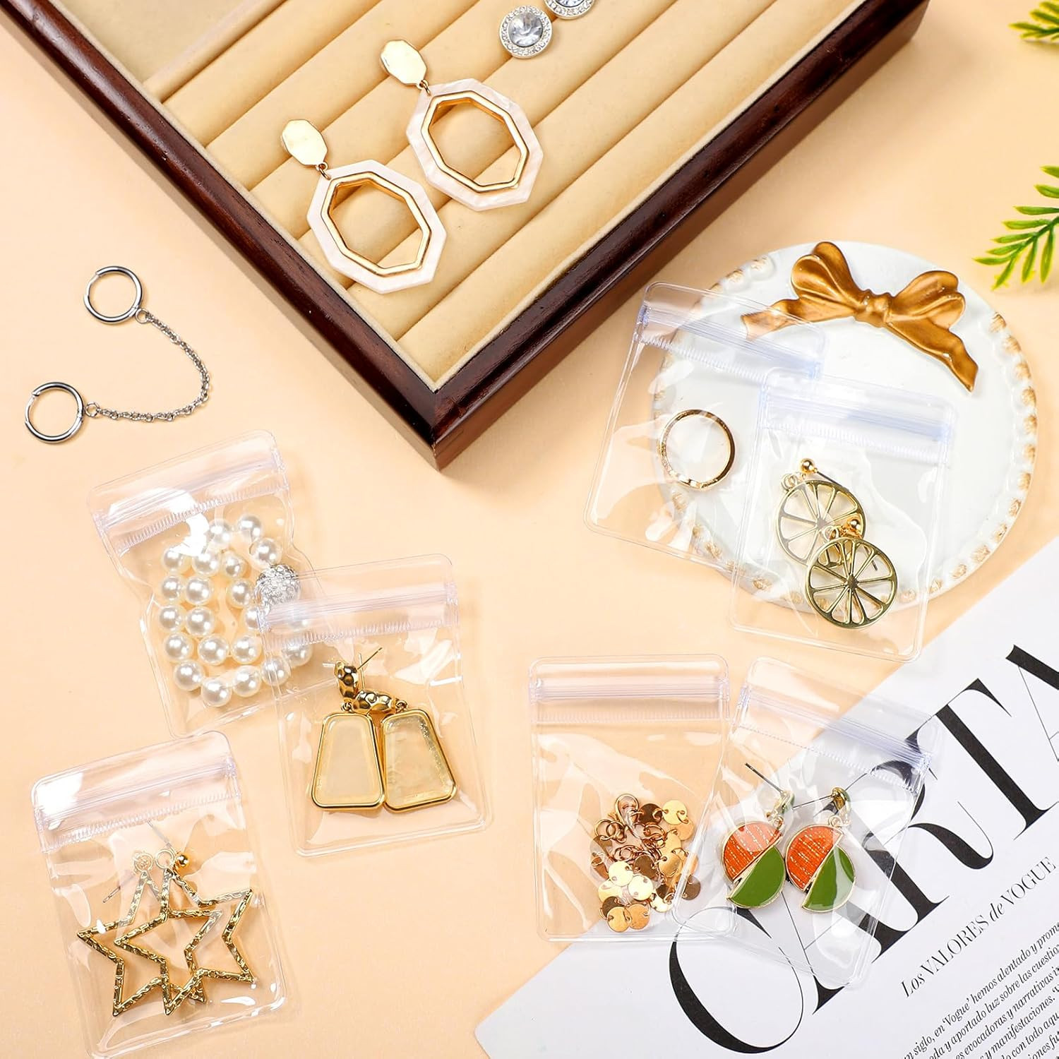 160 Pcs Clear PVC Jewelry Bags Plastic Transparent Jewelry Pouches Rings Earr...