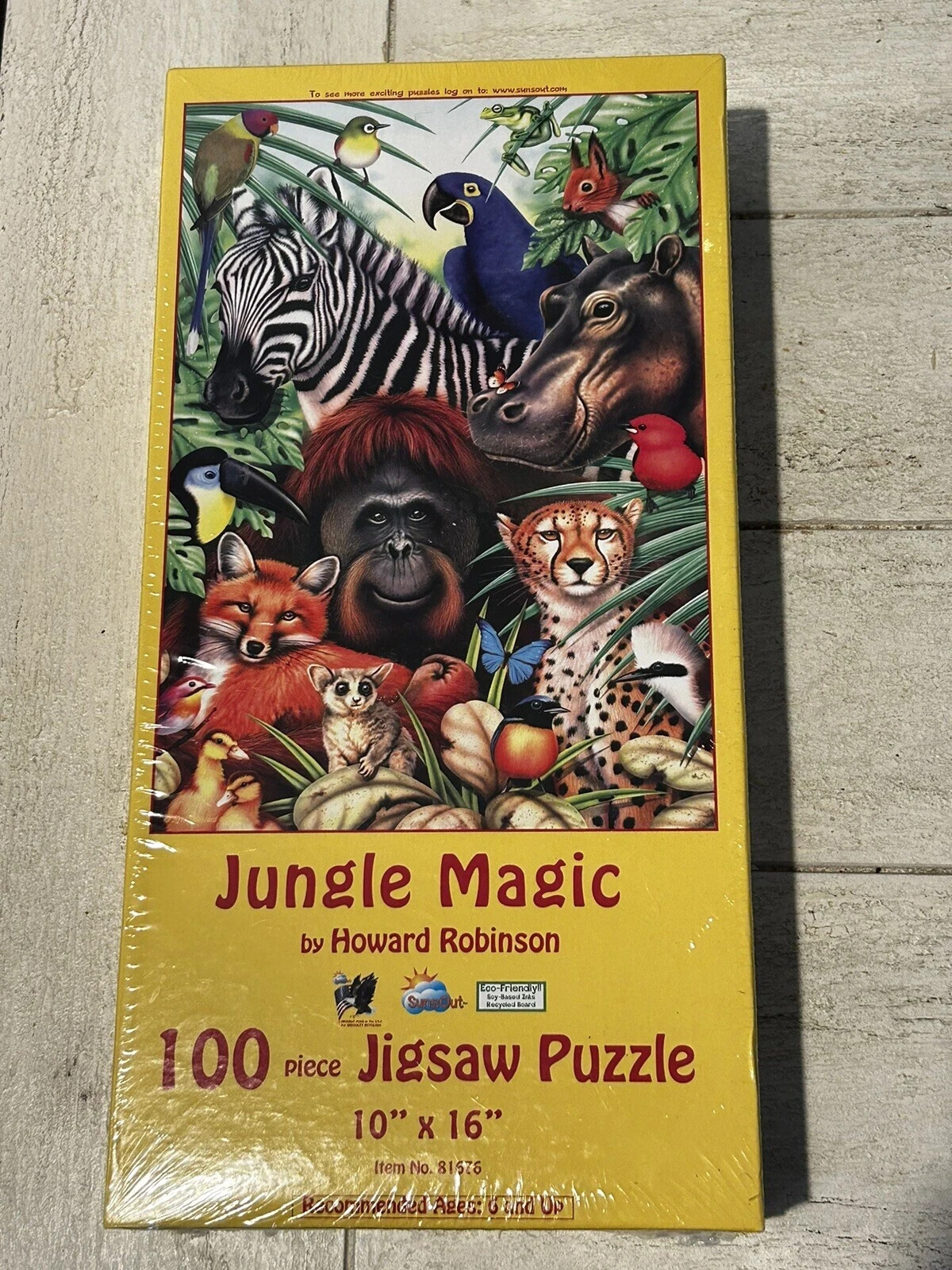 100 Piece Howard Robinson Art Puzzle "Jungle Magic" 10"x16" Suns Out - NEW