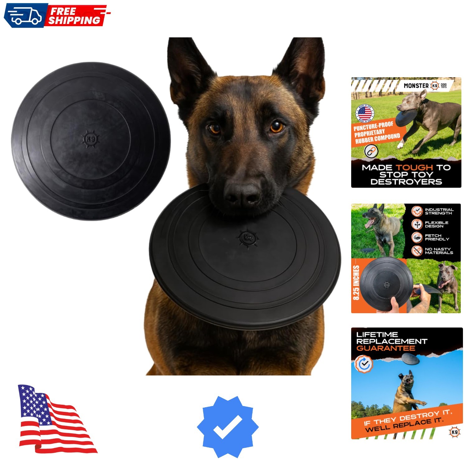 Monster K9 Outlast Flying Disc - Lifetime Replacement - Durable Dog Toy for A...
