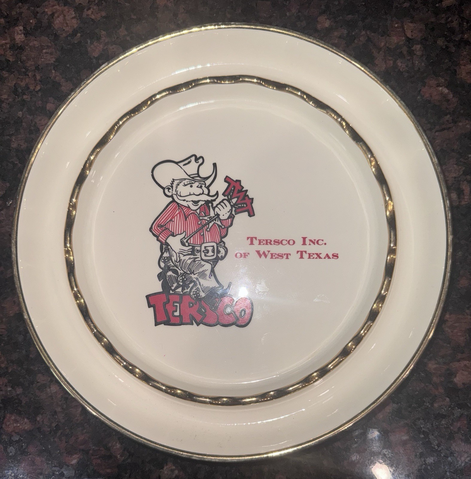 Vintage Ashtray 8.5” Tersco  Inc Of West Texas Cowboy Branding Iron Collectible