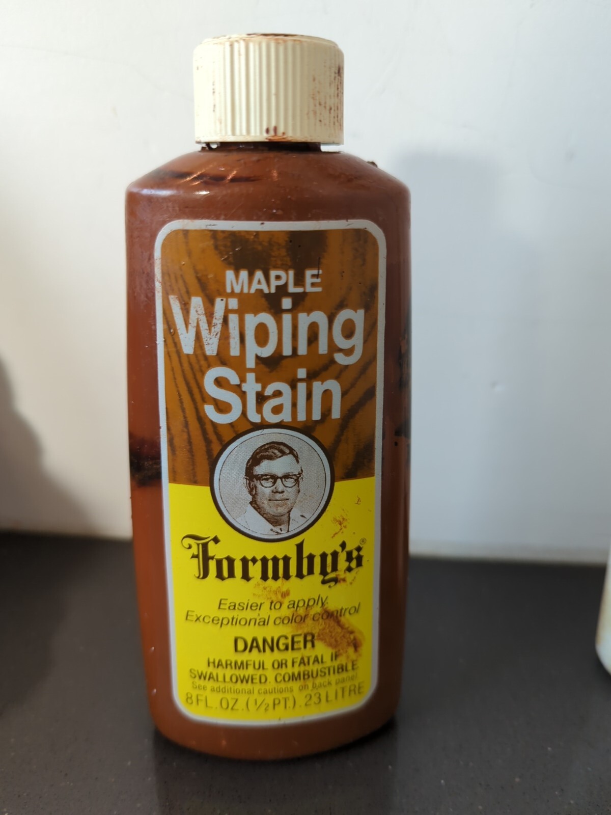 Vintage 1980’s Formby’s Maple Wiping Stain 90% Full  8 Oz Bottle K9