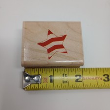 Inkadinkado Striped Star 90312 Made in USA Star Shape Wood Mounted Rubber Stamp