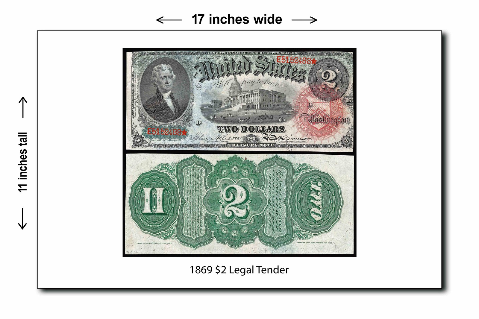1869 $2 Legal Tender - 11x17 Poster
