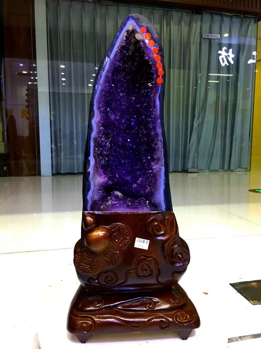 56.7LB Natural amethyst Geode Mineral Specimen Quartz Energy Healing+stand