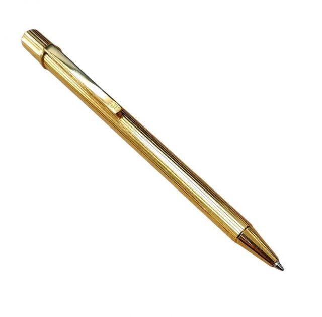 Cartier Must De Ballpoint Pen Gold Blue Ink With Case Stationery