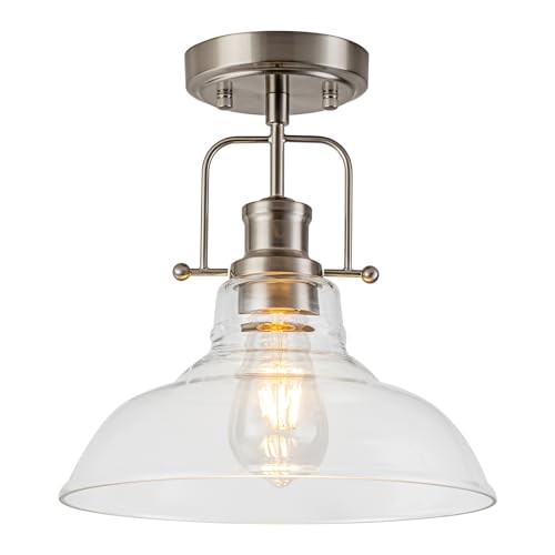  Semi Flush Mount Ceiling Light Fixture, Brushed 1 Pack Brushed Nickel & Clear