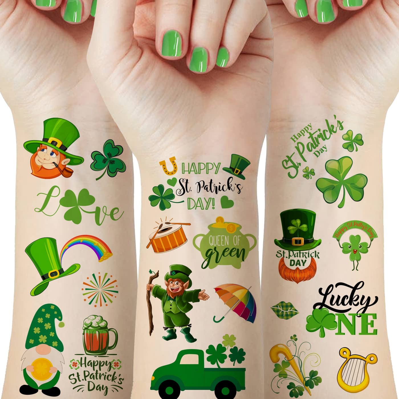 80Pcs St Patricks Day Tattoos 4.13inchesx2.36 Inch, patricks tattoos 