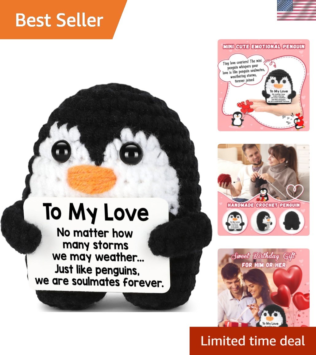 Gifts for Him Her Boyfriend Girlfriend, To My Love Handmade Crochet Mini Peng...