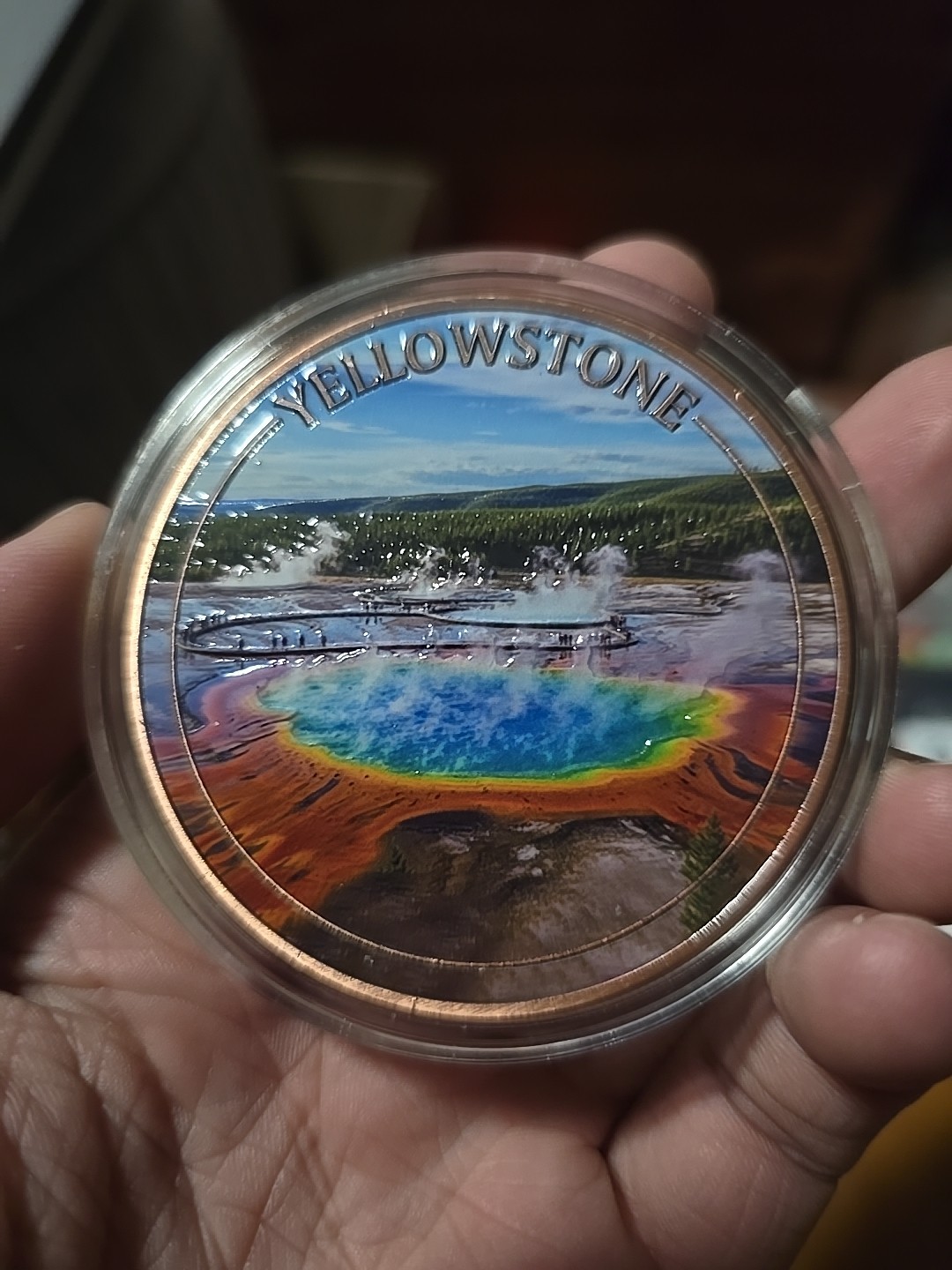 ⭐️5oz Yellowstone Colorized .999 Copper Round in Capsule, Mintage 5000