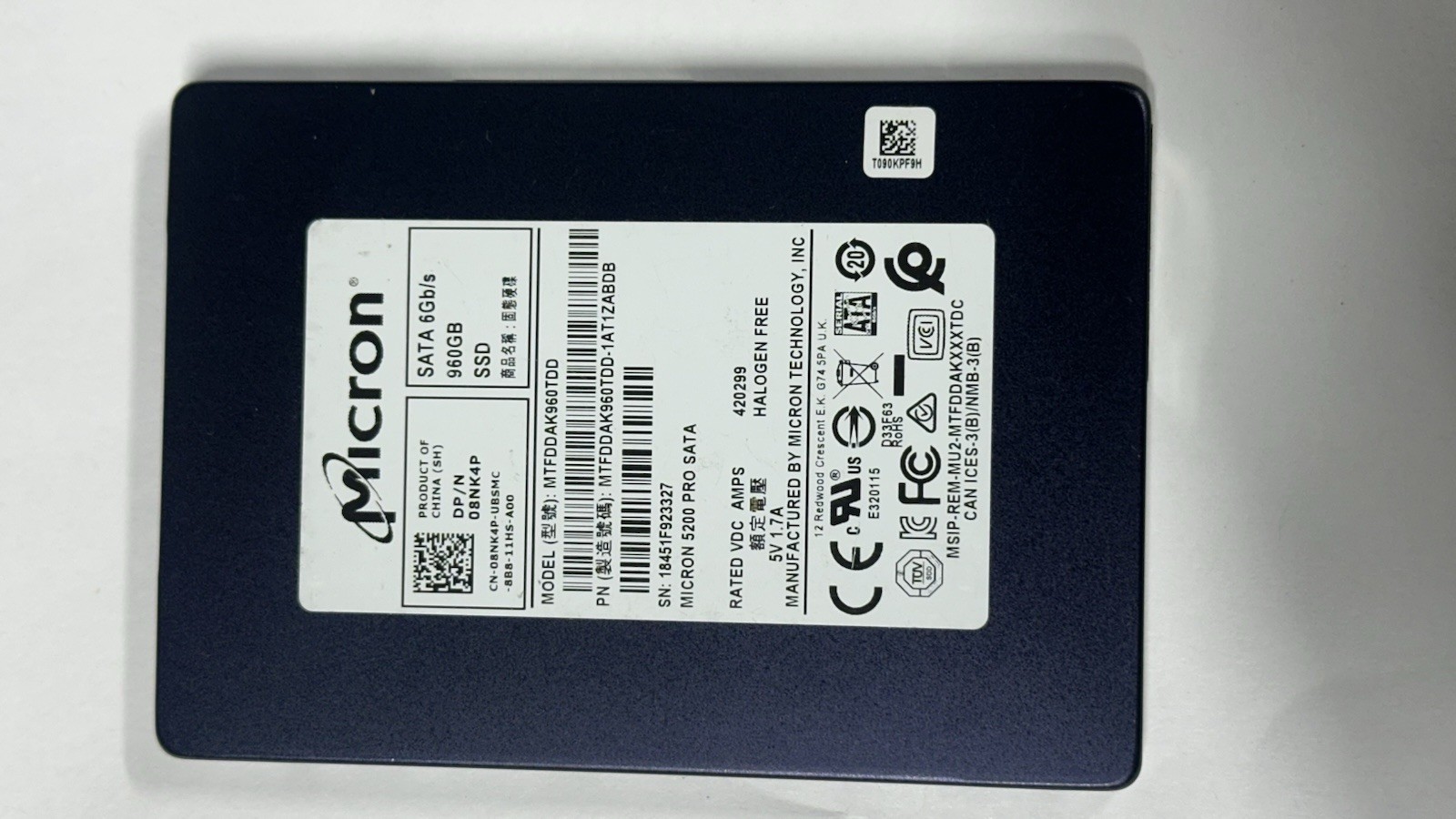 Micron 5200 ECO 960GB 6Gbps SATA 2.5'' Internal SSD (MTFDDAK960TDC-1AT1ZABYY)