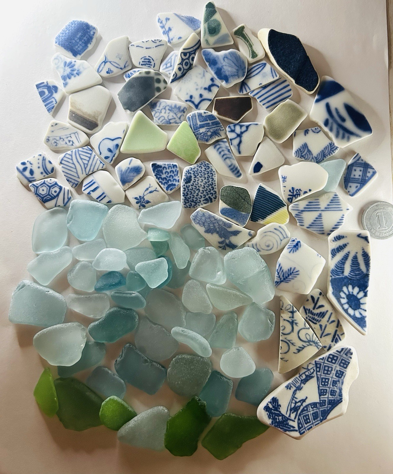 Genuine Surf Tumbled sea glass  & pottery mix from japan