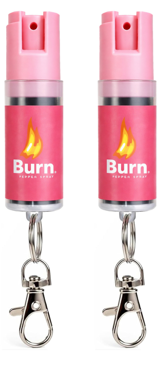 Burn Pepper Spray Keychain Pink 0.5oz Police Strength OC Self Defense 2 Pack