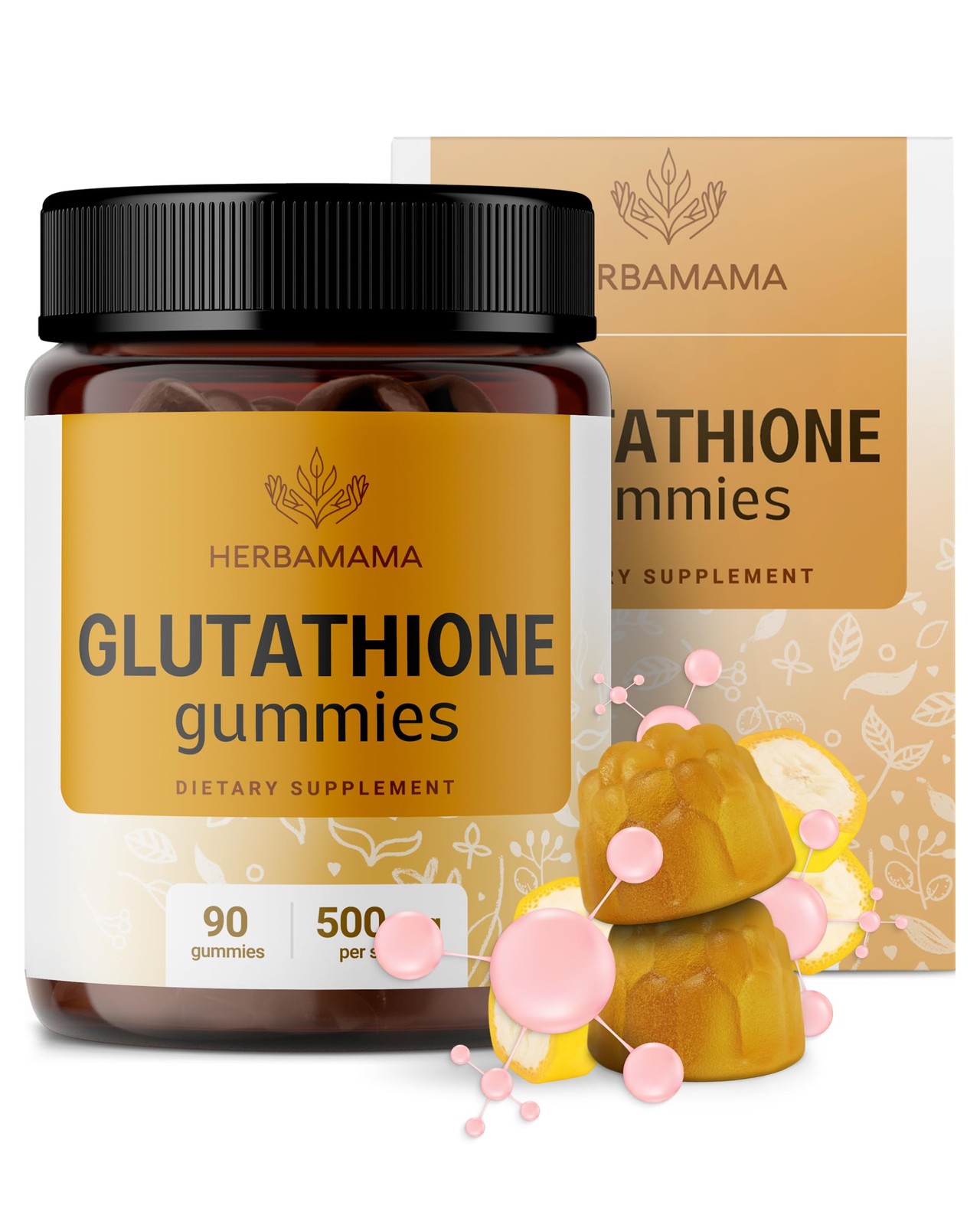 HERBAMAMA Reduced Glutathione Gummies  500mg LGlutathione for Liver Cleanse S...