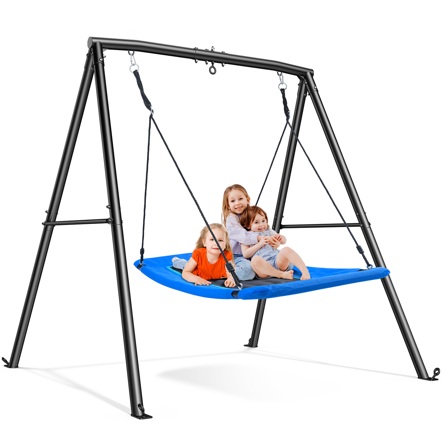 440lb Heavy Duty Metal Frame Swing Set for Kids Backyard with 60" Platform Swing