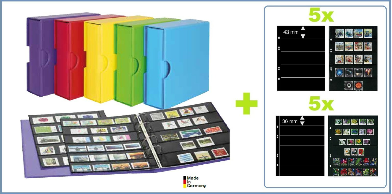 Stamp Album Colour PUBLICA Solind Yellow Cassette LINDNER S3542B-9 10 Sleeves