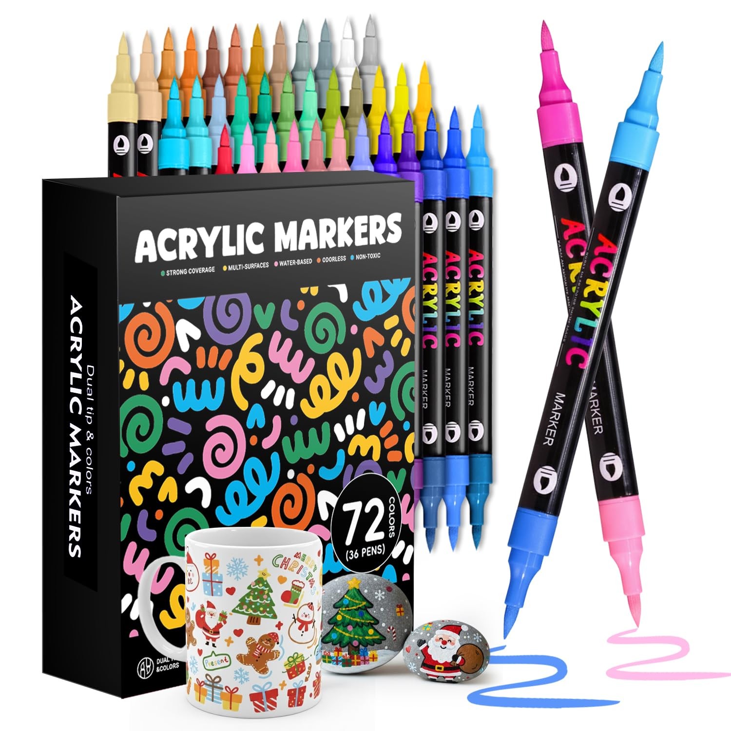 Acrylic Paint Marker 72 Colors Dual 1 Count (Pack of 120)