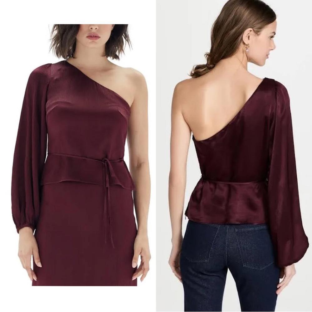 NWT REVOLVE MINKPINK ONE SHOULDER TOP LONG SLEEVE SHINY FALL