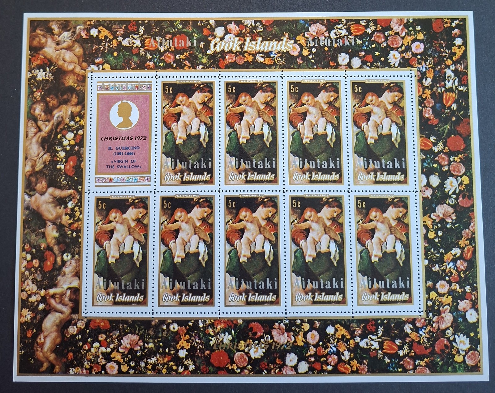 AITUTAKI -1972 -HM  " COOK ISLANDS OVERPRINTED WITH AITUTAKI " MINIATURE SHEET