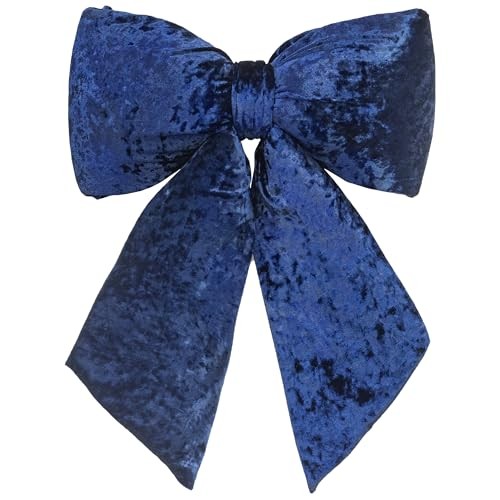  Extra Large Plush Velvet Bows 16.5-Inch Christmas Bow Tree Topper for Blue