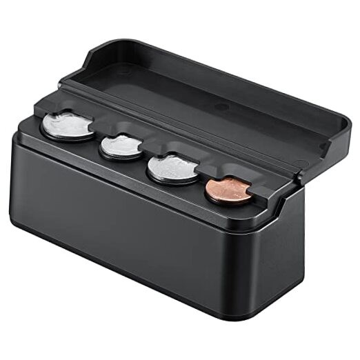  Coin Holder for Car Change Organizer Universal Storage Coin Money 1 Pack Black
