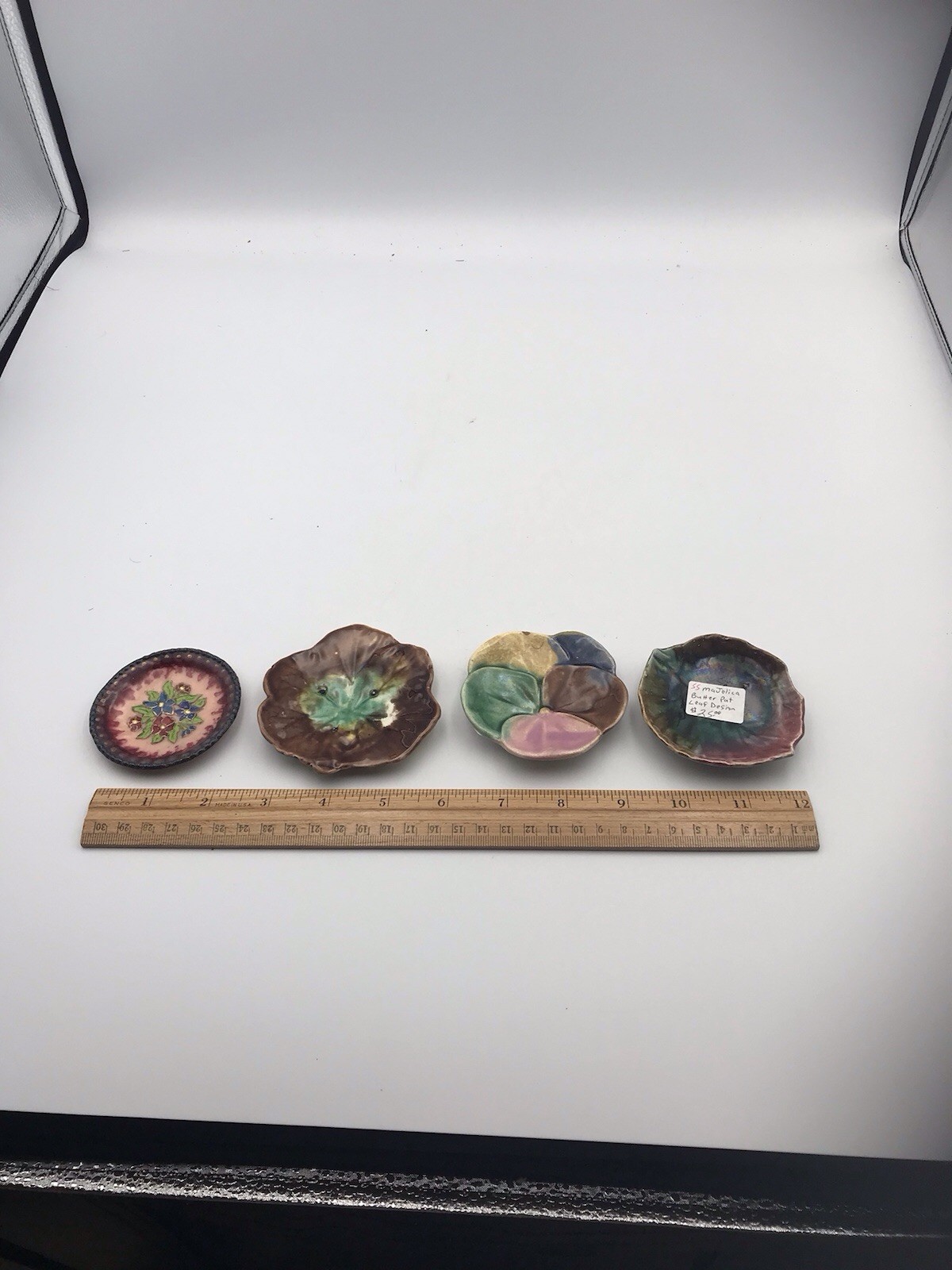 4 Vintage Majolica Butter Pats