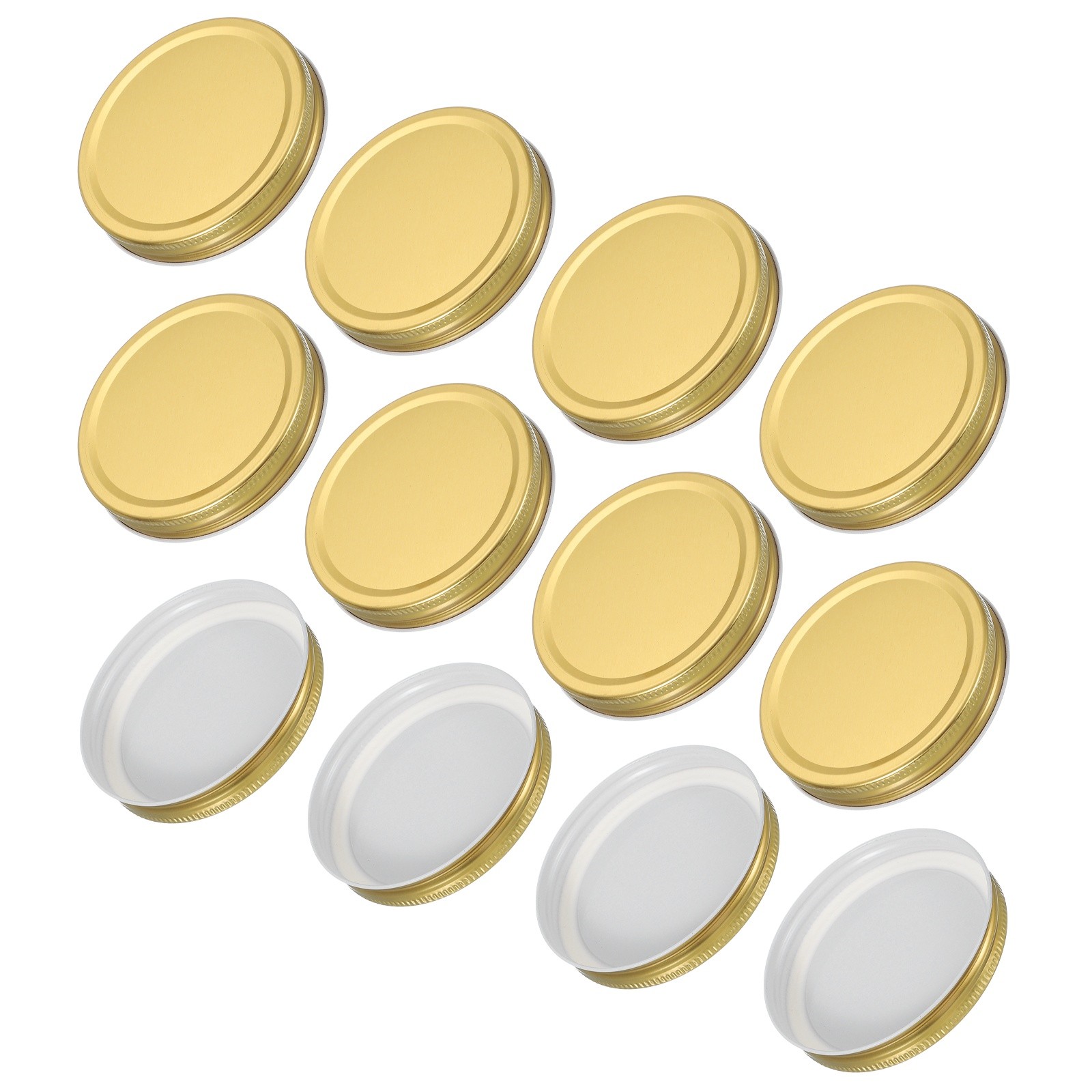12Pcs Tinplate Canning Lids with Label for Regular Mason Jar Golden(86mm)