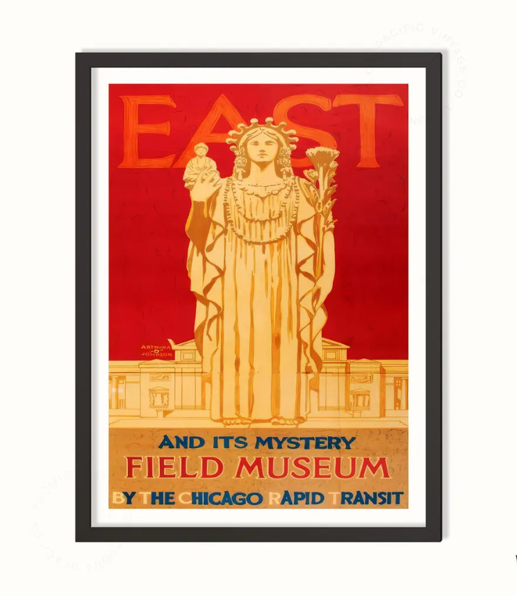Vintage Field Museum Chicago Poster – Classic Transit Travel Art Print