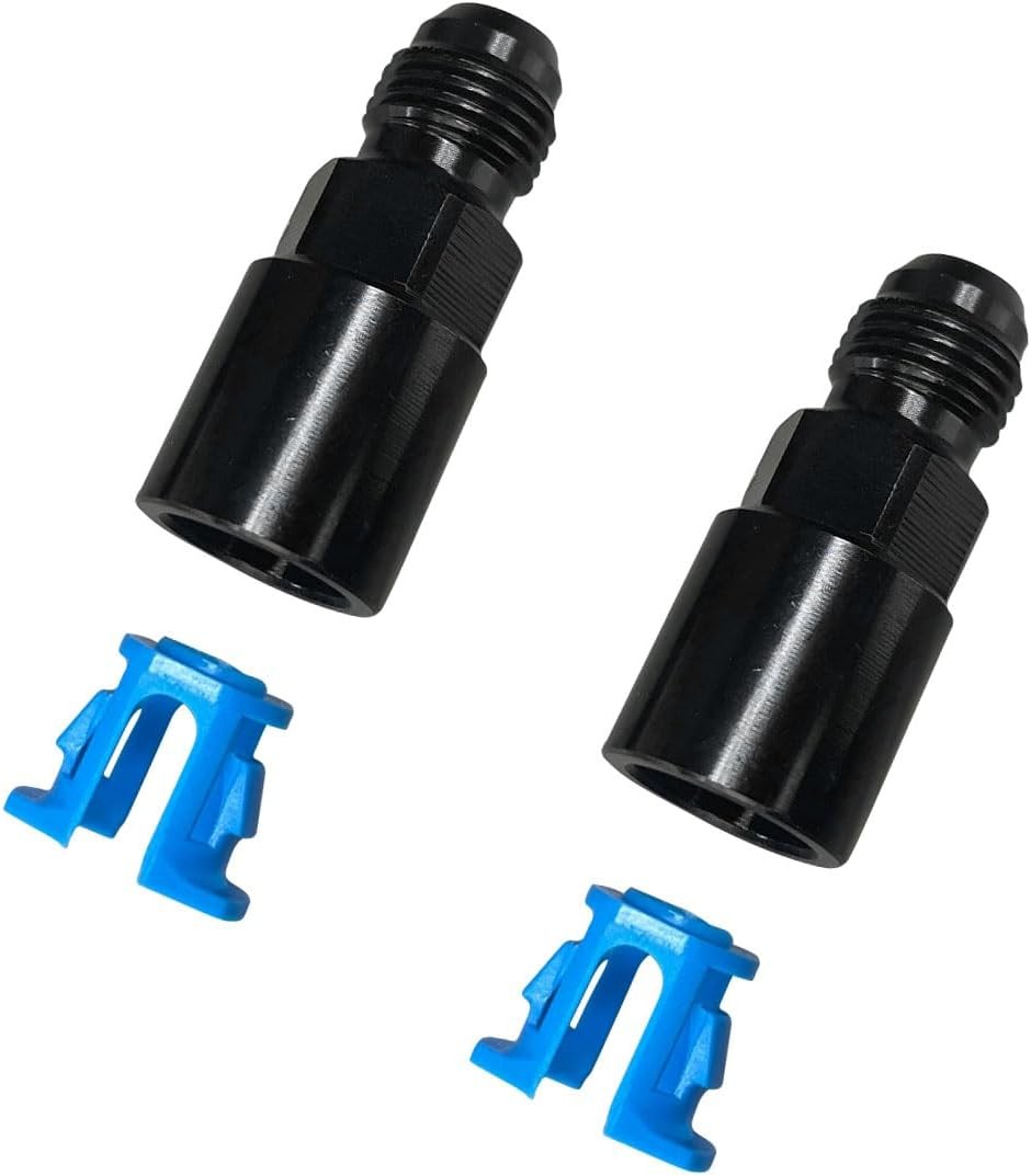 2PCS 6AN Male to 5/16" Fuel Rail Adapter, Aluminum SAE Quick-Disconnect Female P