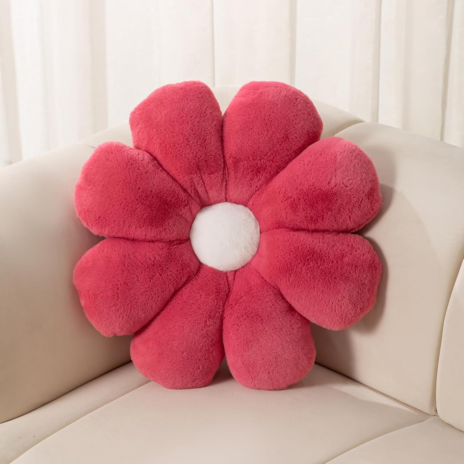 Flower Pillow, 17.7 Inch Rose Red Throw Pillows, Daisy Decorative Throw Pillows,