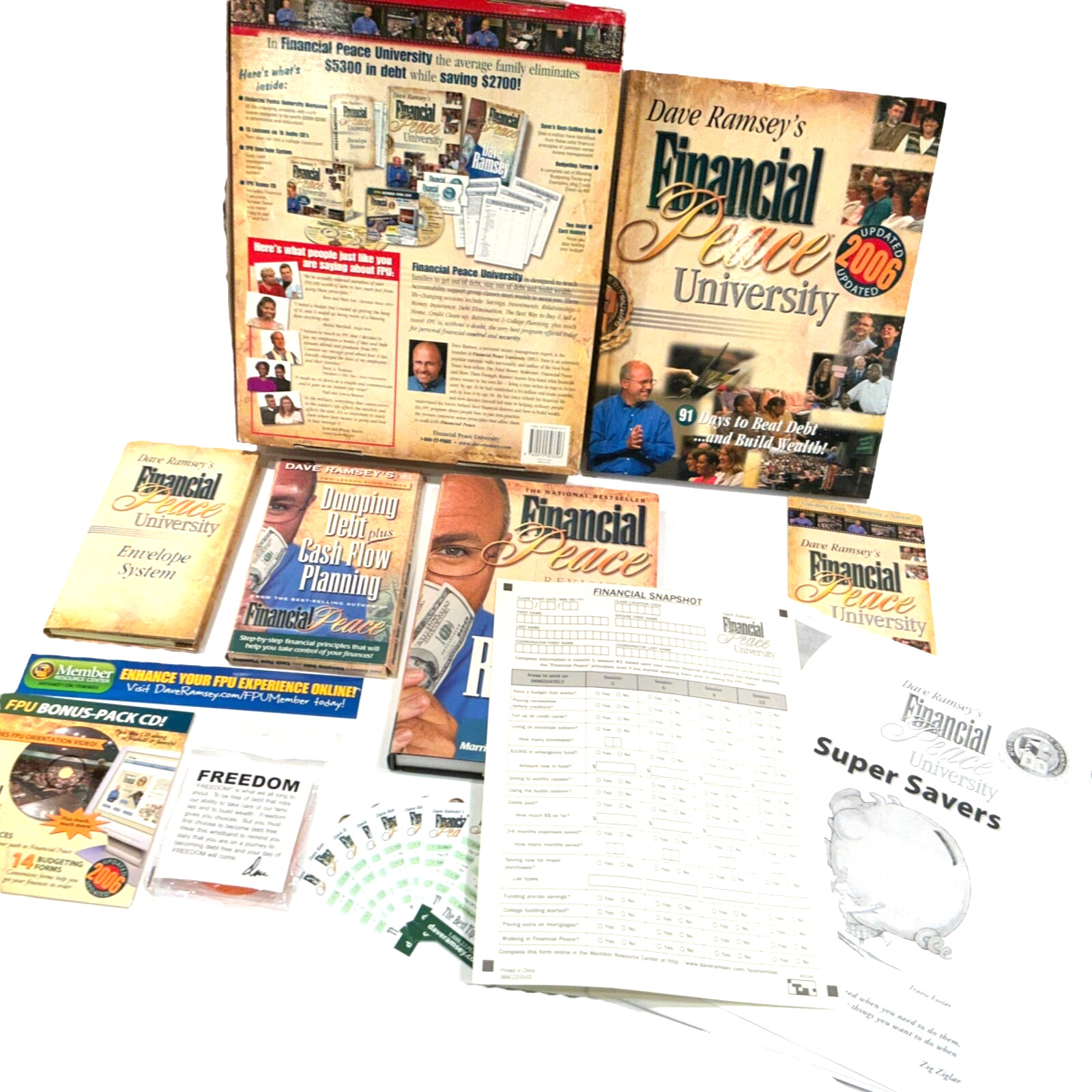 Dave Ramsey's Financial Peace University Lot - CD's, Books/Workbook, Wallet