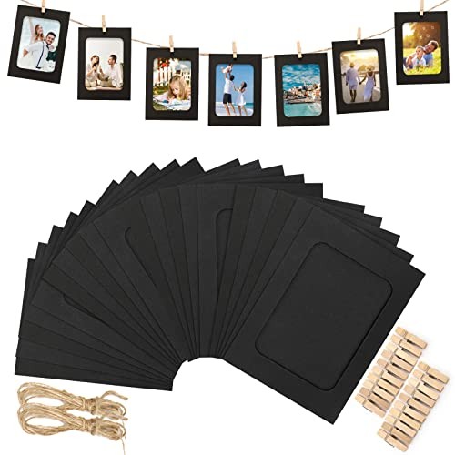  20Pcs Paper Photo Frames, 4x6Inch Picture Display Holders, 20Pcs 4"x 6" Black