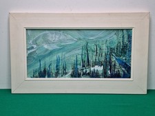 Framed Naive Folk Art Underwater mixed Media Painting by Artist Beryl Thompson