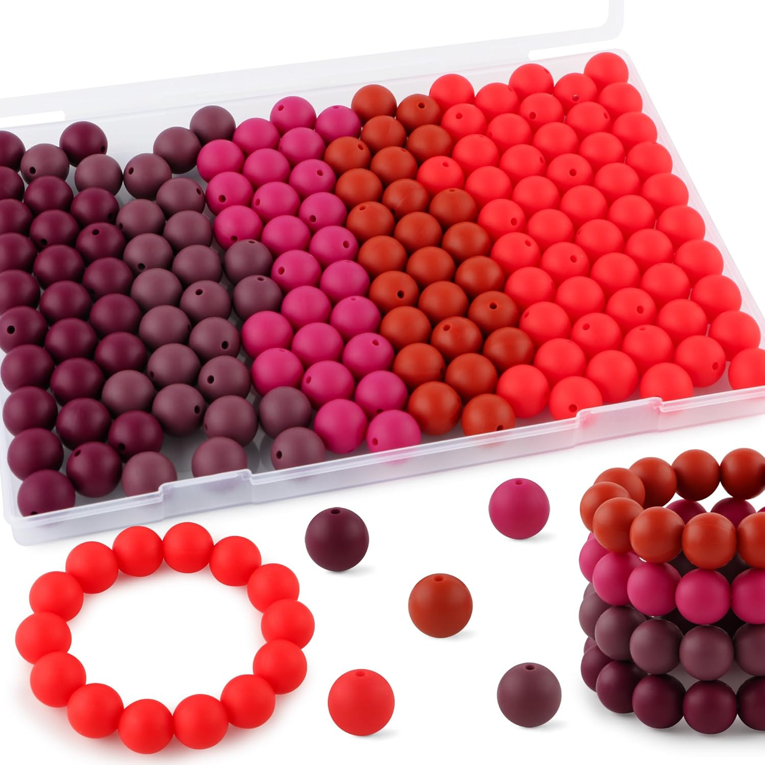 160Pcs Silicone Beads 12Mm Mix Color, Bulk Silicone Beads 12Mm for Keychain Pens