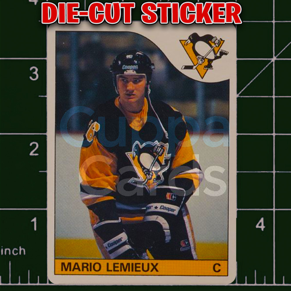 Mario Lemieux, 1985 O-Pee-Chee Rookie Card RC #9 | Die-Cut Replica Sticker