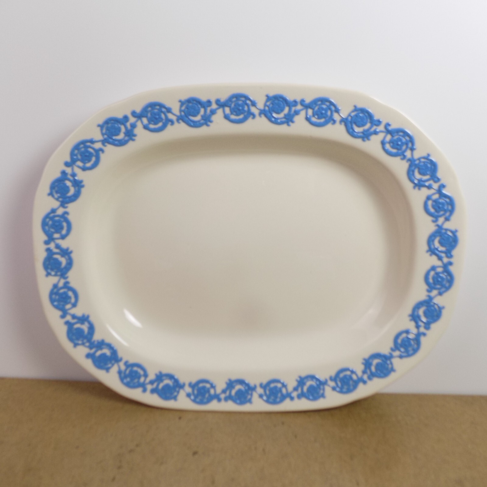Adams Victorian Ware Platter Blue on White Scrolls Royal Ivory England ADA63