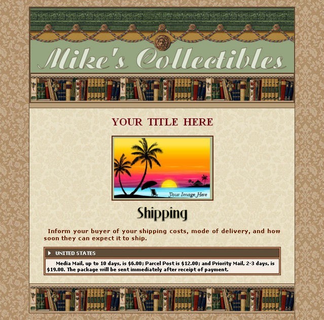 AUCTION TEMPLATE Books Design - FRE,E Email Shipping