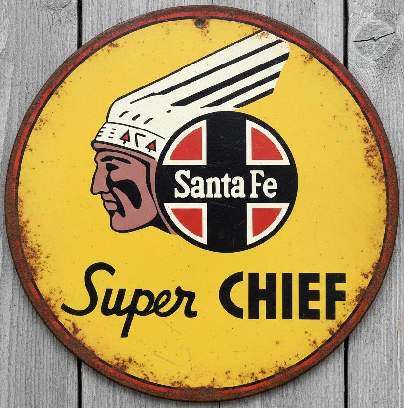 Santa Fe Super Chief Railroad 12" Diameter Novelty Metal Sign Made In USA New!