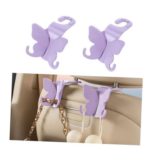  Car Seat Headrest Hook, Cute Vehicle Backseat Hanging Storage Organizer Purple