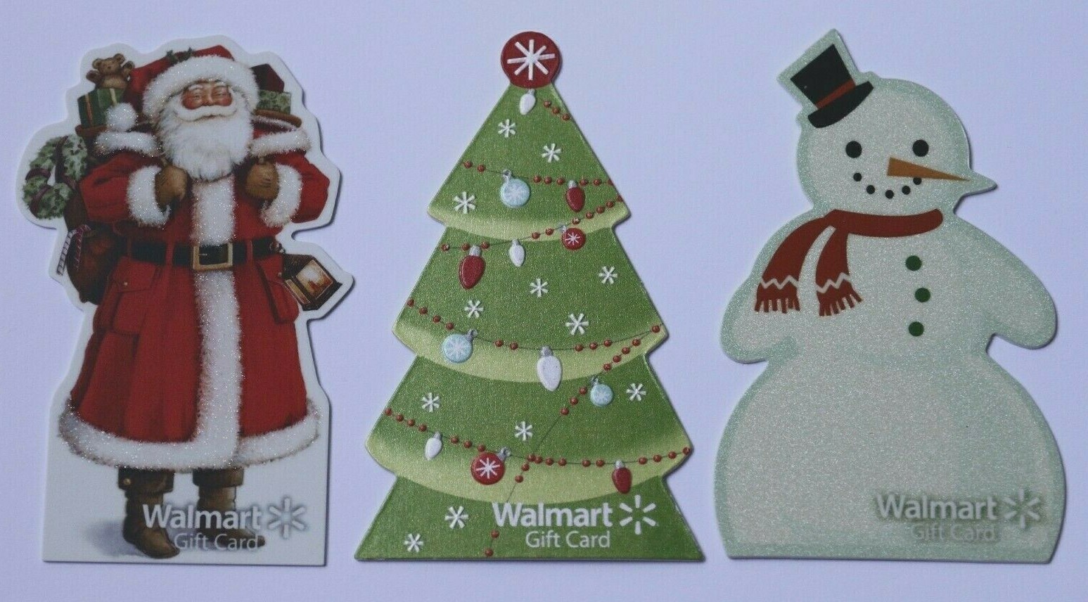 3 Walmart Christmas Snowman Santa Claus Empty Gift Card Collectible Lot