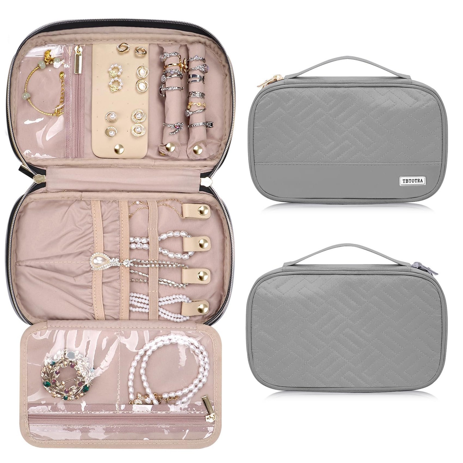 Jewelry Travel Case Organizer for Necklaces, Earrings, Rings, Bracelet, Watch...