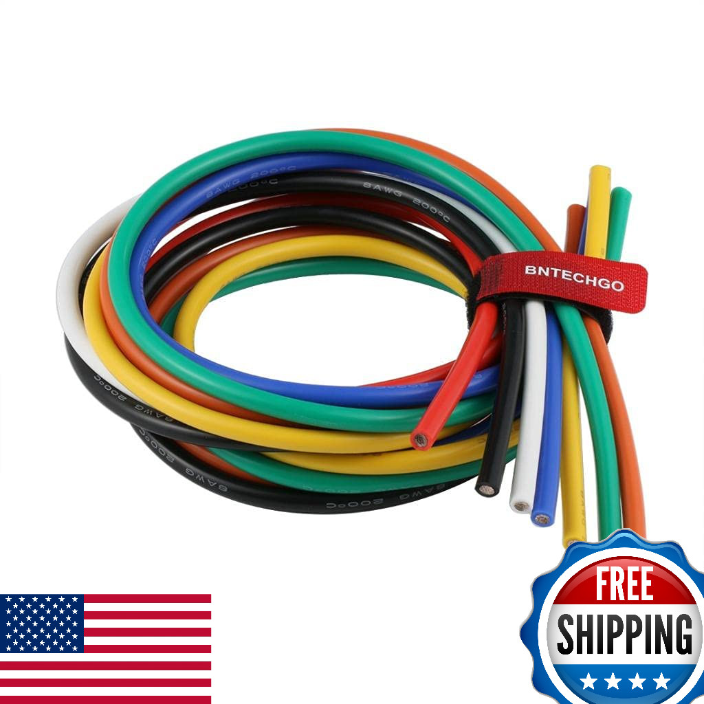 BNTECHGO 8 Gauge Silicone Wire Kit 7 Color Each 3 ft Flexible 8 AWG Stranded Tin
