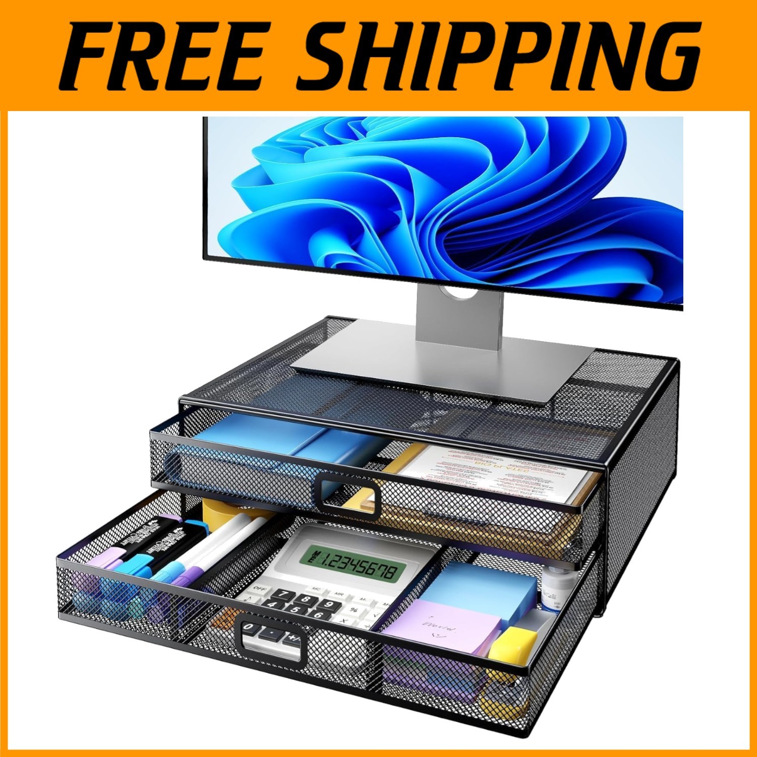 Sturdy Metal Monitor Riser with Storage