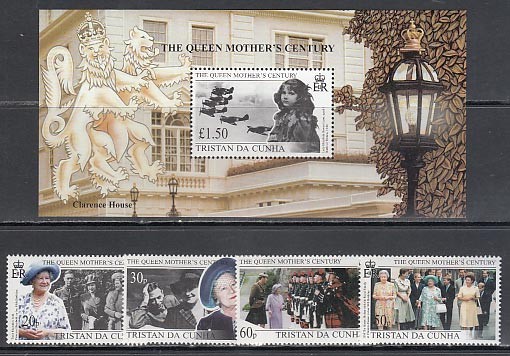 Tristan da Cunha - Mail Yvert 629/32+H 31 ** Mnh Queen mother