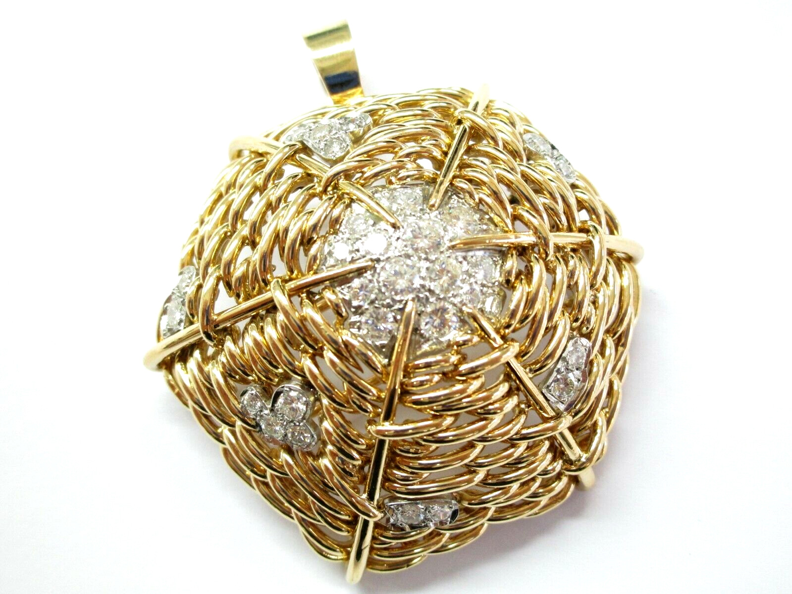 Diamond Web Brooch / Pendant 18Kt Yellow Gold 2.00Ct