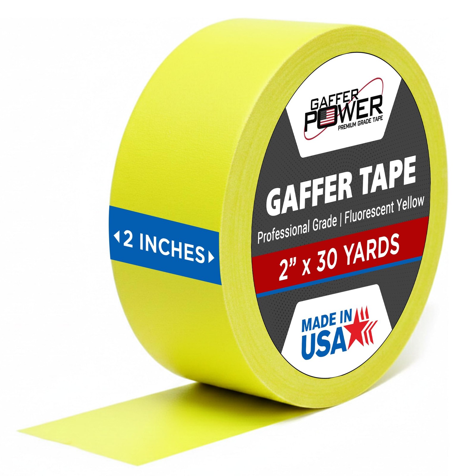 Gaffer Power Proudly Made in 2 inches x 30 yards | 1 pack, Fluorescent Yellow 